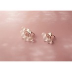 【タンポポ】綿毛3本と5本 K18ピアス 白水晶フロスト アシンメトリーピアス