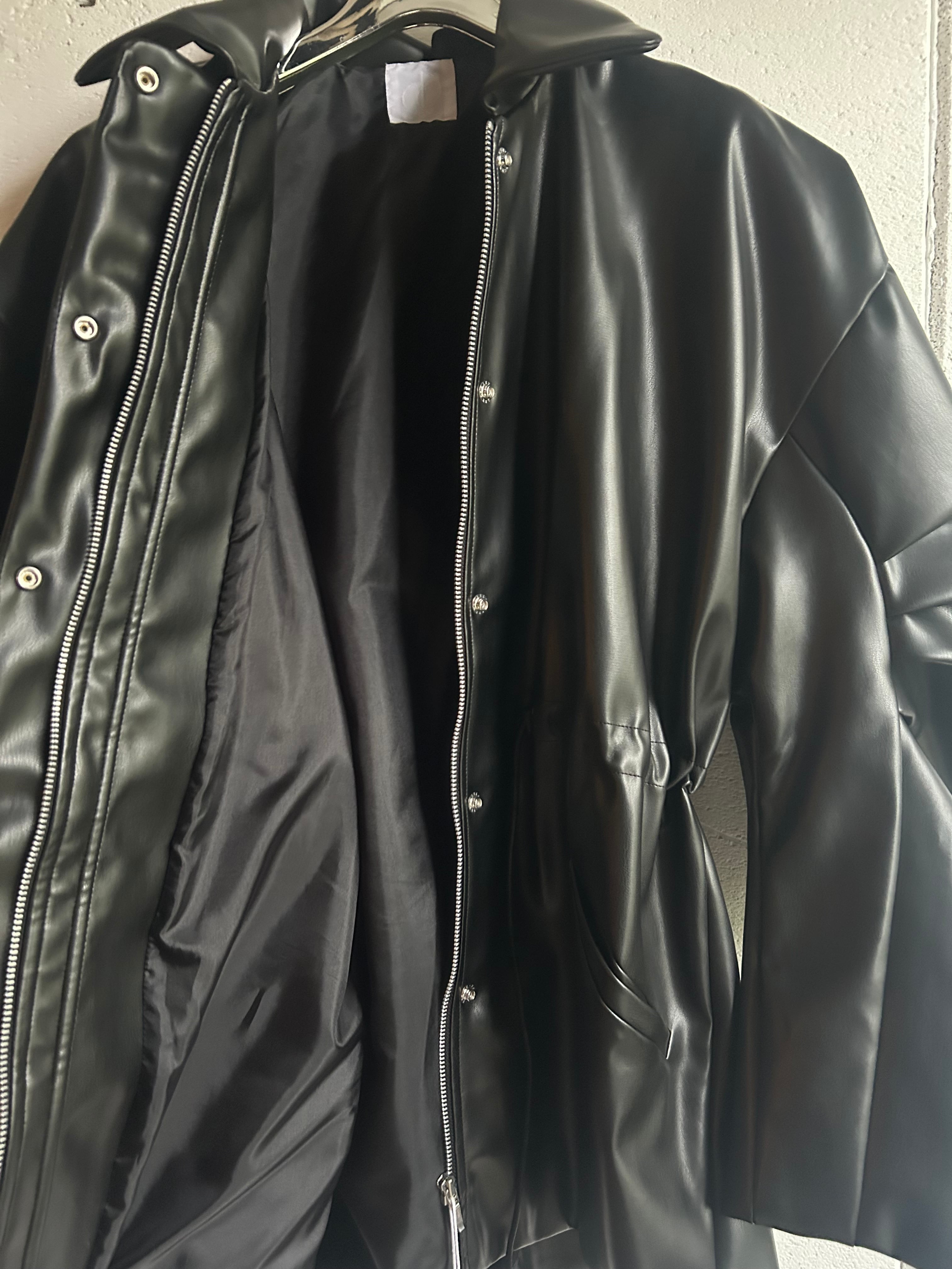 DECO fake leather open jacket | AAR