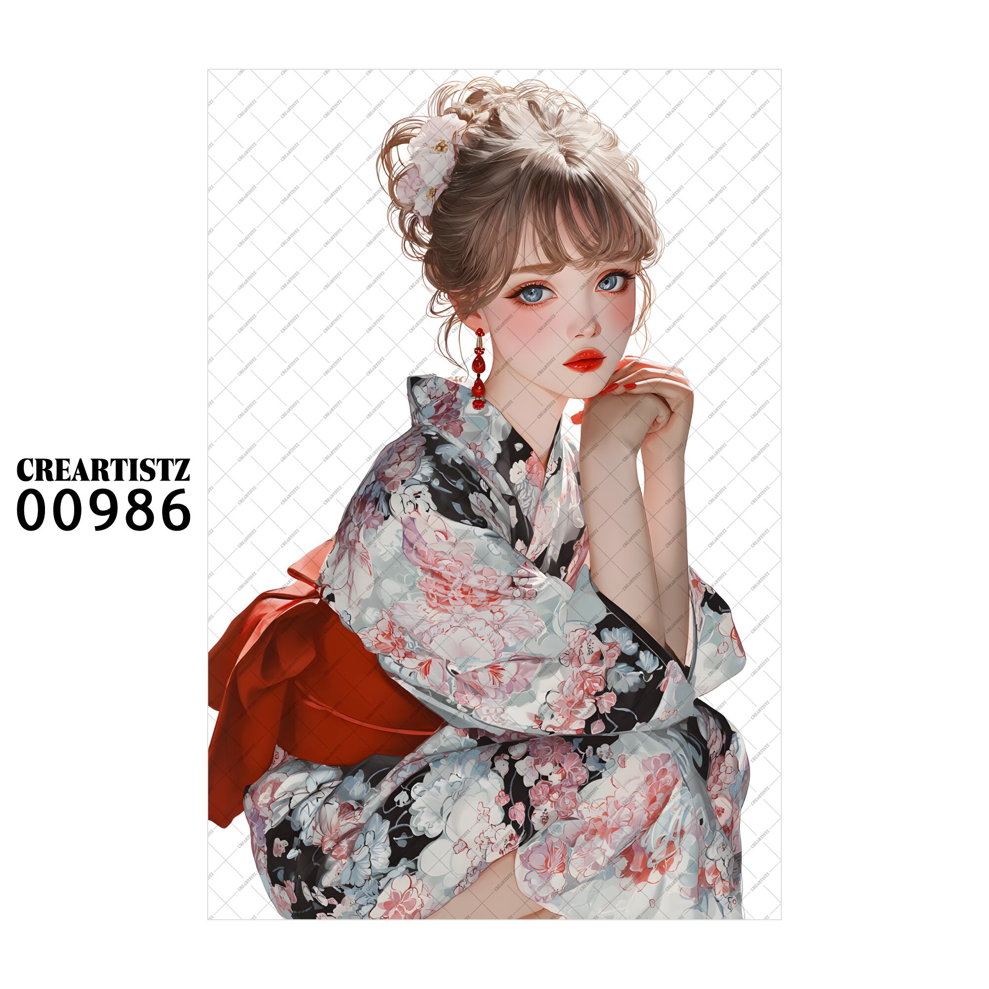 00986 ガール キュート オリジナル ペーパー/ステッカー 4枚セット CREARTISTZ