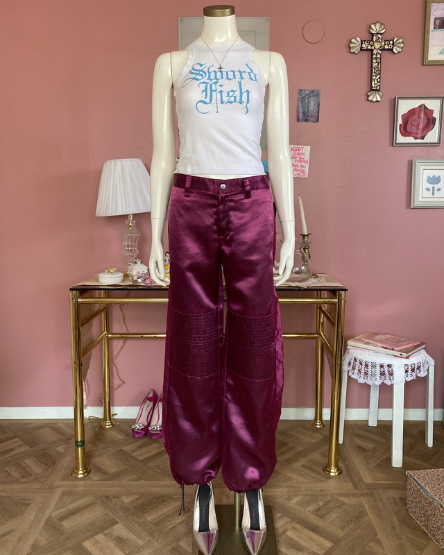 satin low-waist pants