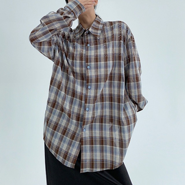 drop color checked shirt　ドロップカラーチェック柄シャツ　J1314