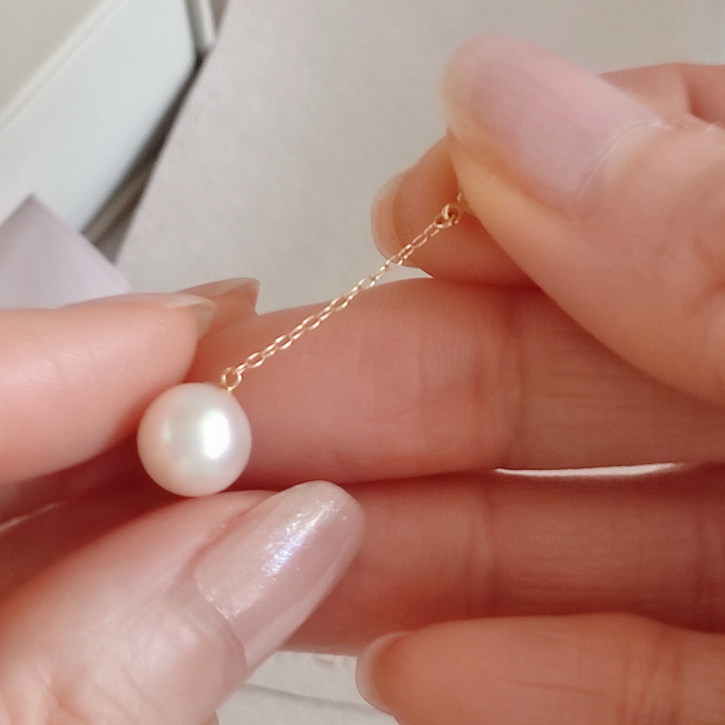Pearl Drape】アコヤ真珠7mm K18YGチェーンドレスアップキャッチ Pearl Drape】アコヤ真珠7mm K18YGチェーンドレスアップキャッチ