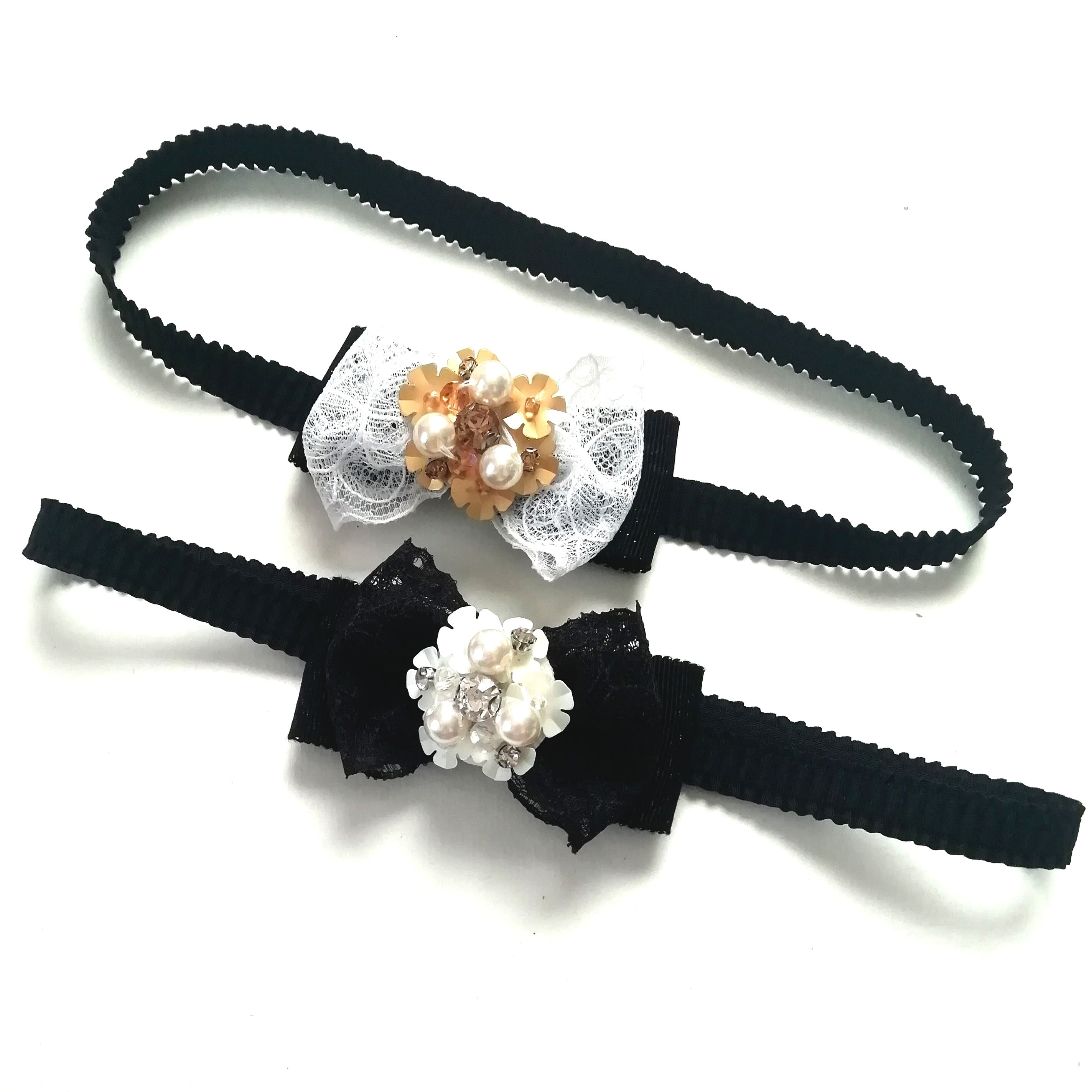 レースリボンビジューヘアバンド