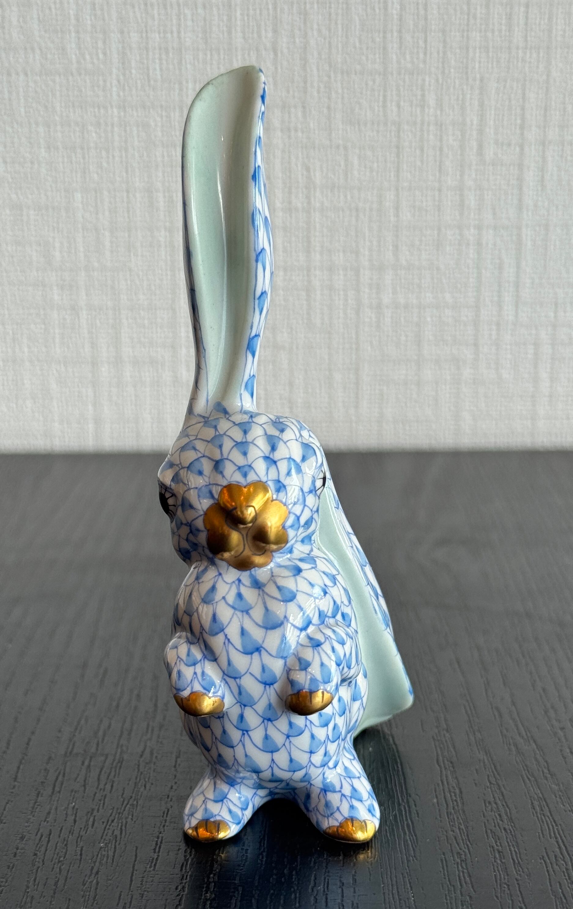 Herend ヘレンド ブルーフィッシュネット うさぎフィギュリン Herend ヘレンド うさぎ フィギュリン ブルーフィッシュネット 高さ
