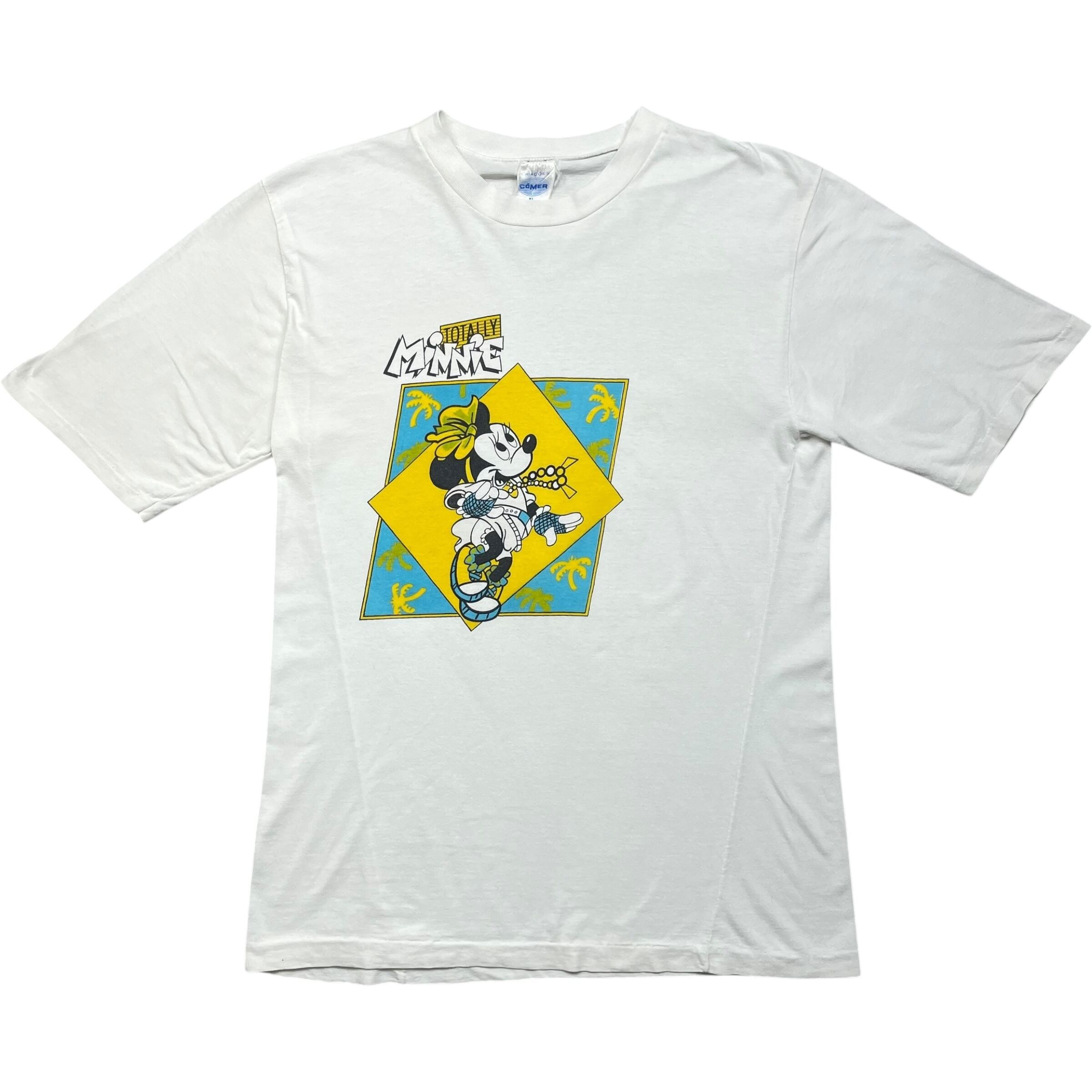 《XL》Disney ディズニー Tシャツ ミニーマウス フロントプリント シングルステッチ ホワイト 90年代 vintage no.7623