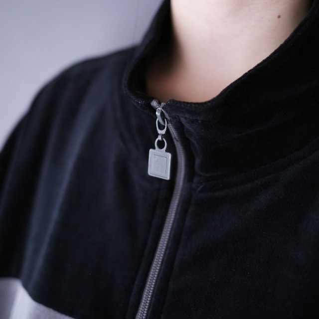 "KING SIZE" bi-color design super over silhouette velours track jacket