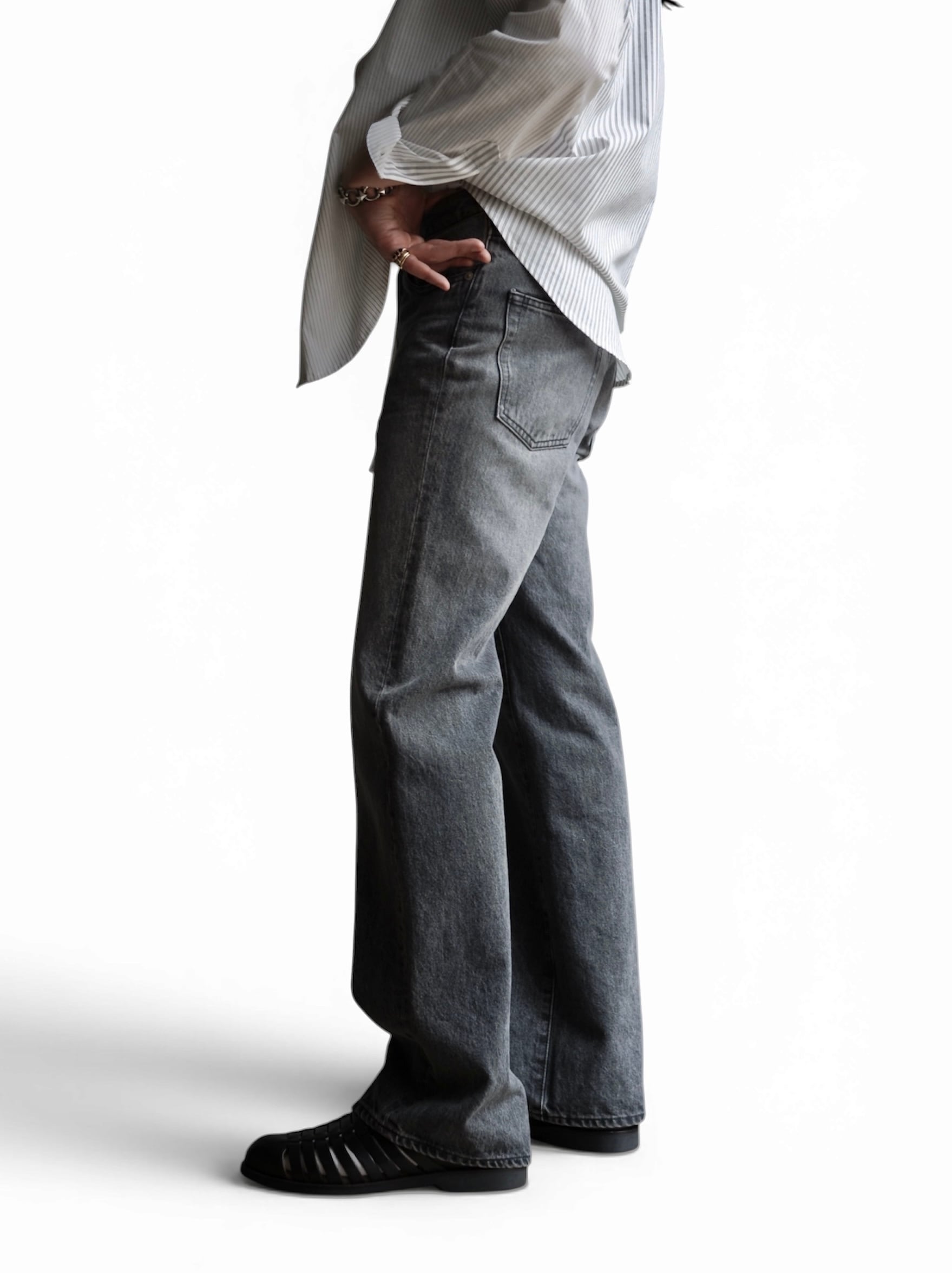 GEN IZAWA / Straight denim pants (black-wash) | TUNAGI JAPAN