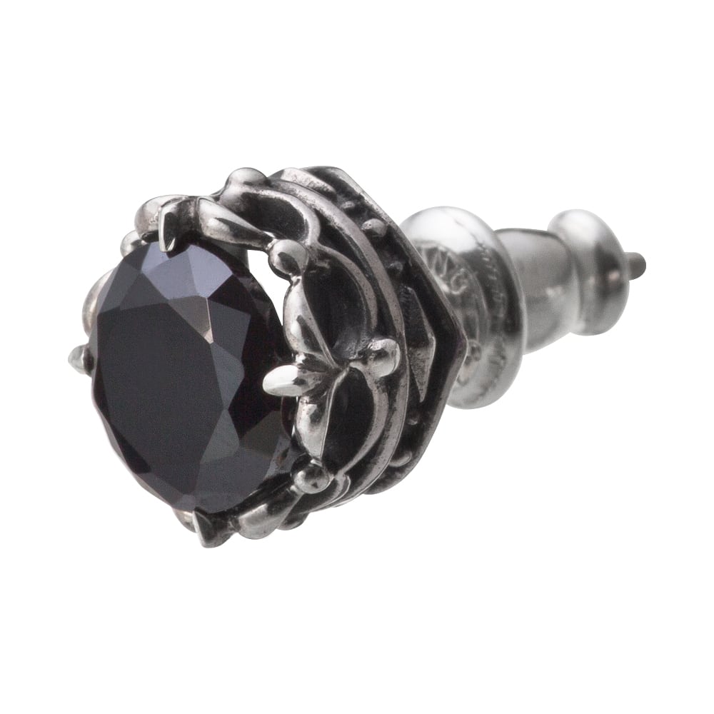 クラウンストーンスタッドBK シルバーピアス 片耳分 AKE0036 Crown stone stud BK silver earrings for one ear シルバーアクセサリー Silver jewelry