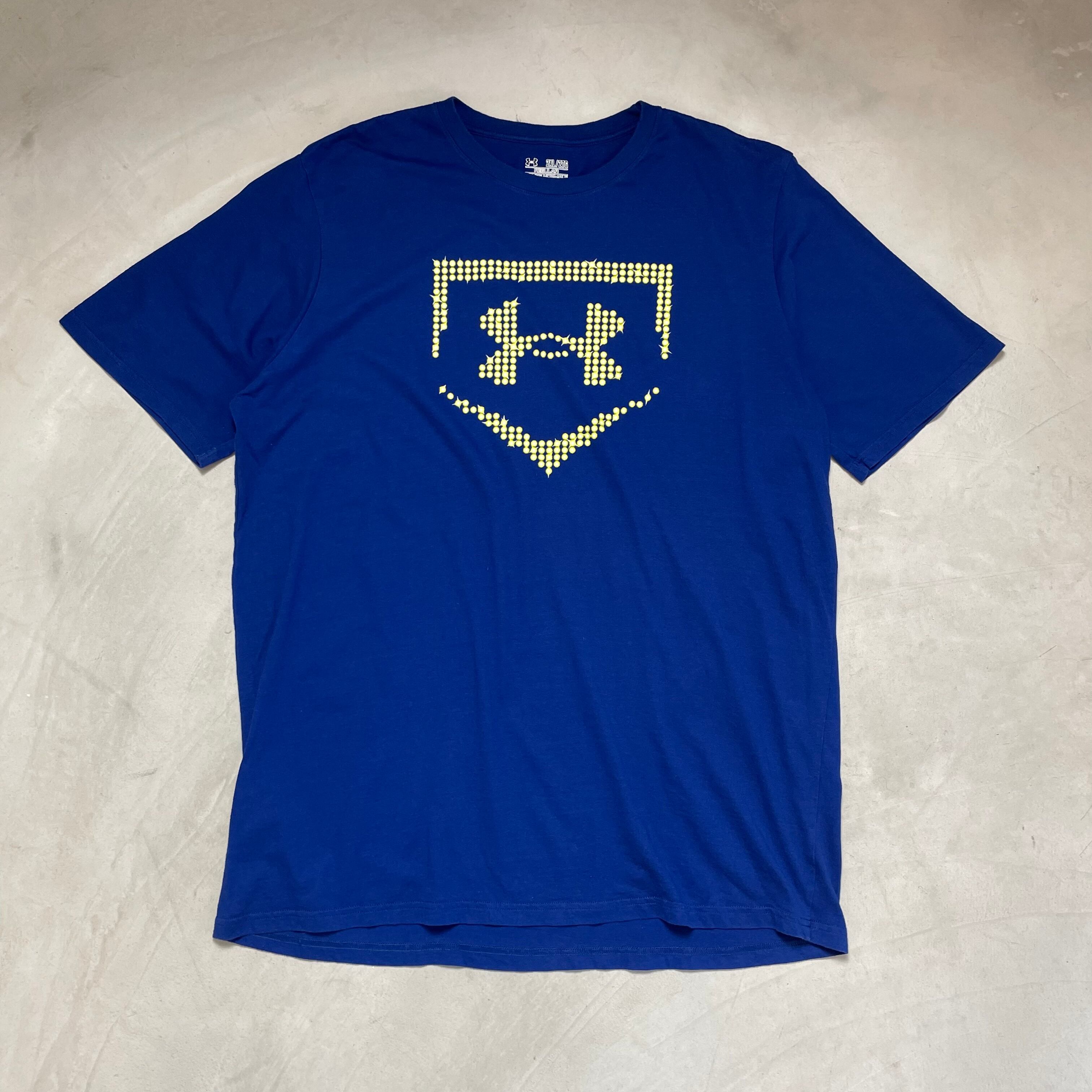 UNDER ARMOUR アンダーアーマー ロゴ プリント メンズL 古着 ブルー青色【Tシャツ】