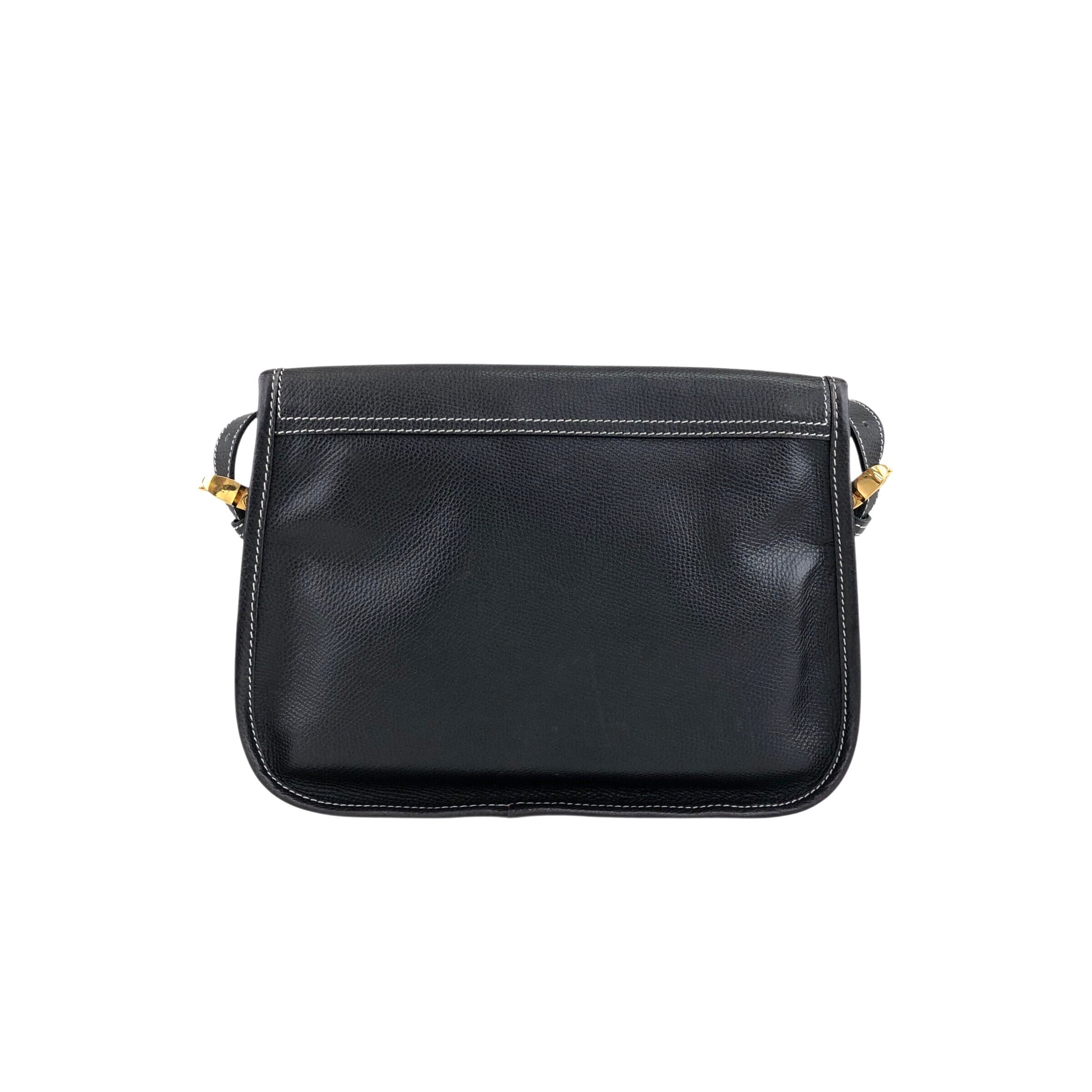 LOEWE ロエベ ショルダーバッグ ネイビー アナグラム型押し レザー