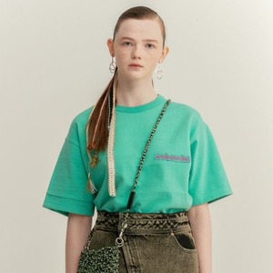 [ANDERSSON BELL] UNISEX FULL NAME LOGO HAND EMBROIDERY T-SHIRT (GREEN) 正規品  韓国 ブランド 韓国ファッション 半袖 T-シャツ