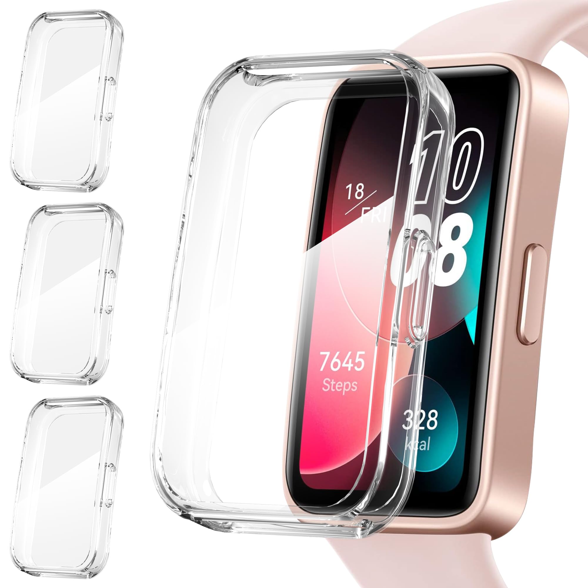 【人気】Suoman for Huawei Band 10/9/8保護ケース しなやかなTPU素材のファーウェイBand 10/9/8製保護カバー-透明色+透明色+透明色