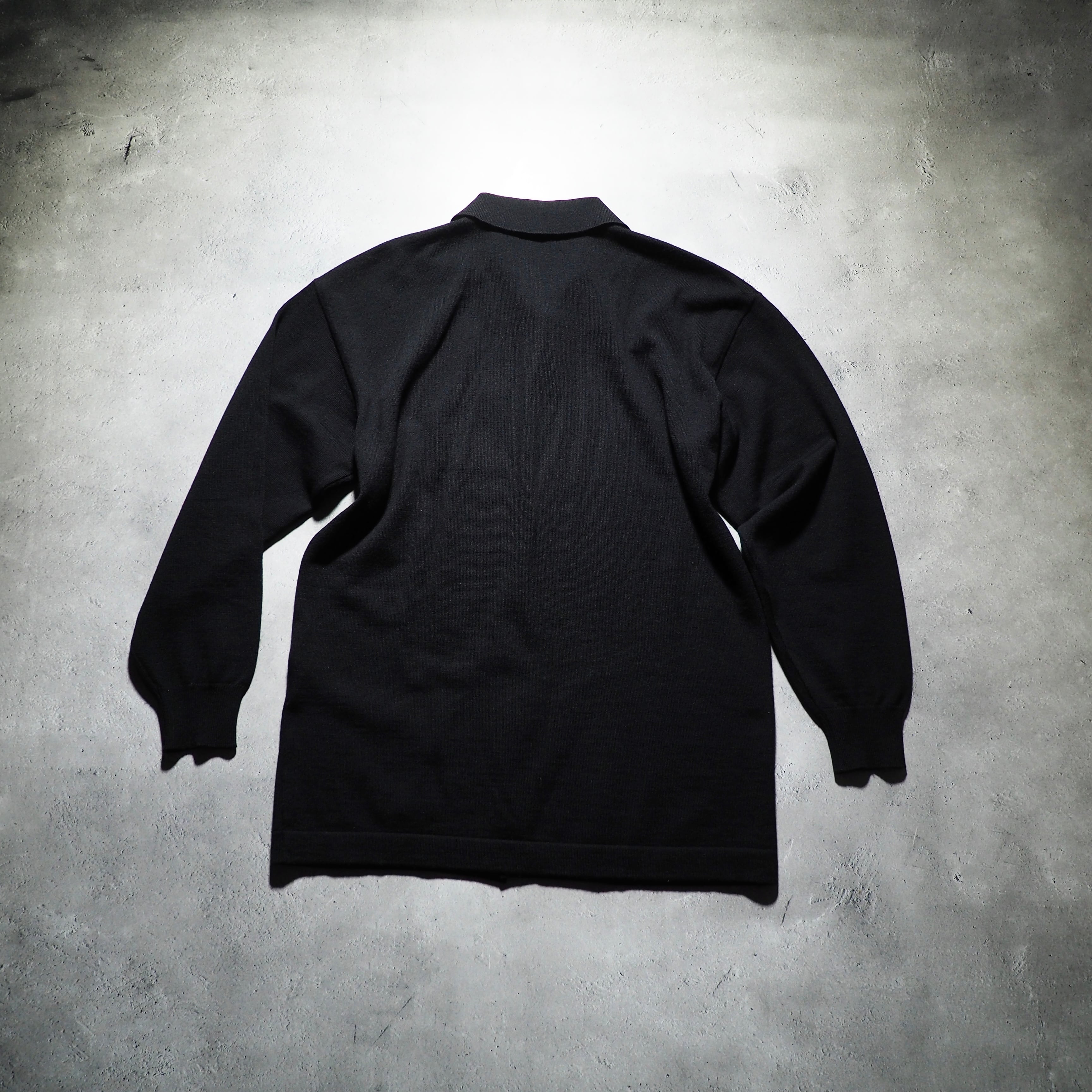 1990s " Old ISSEY MIYAKE " Black wool knit shirt cardigan