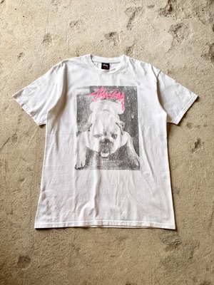 00s STUSSY/DAIBA Chapt 3rd Anniversary Tee/2007年/M/台場チャプト3周年記念Tシャツ/ブルドックプリント/ストックロゴ/ホワイト/ステュ－シ－