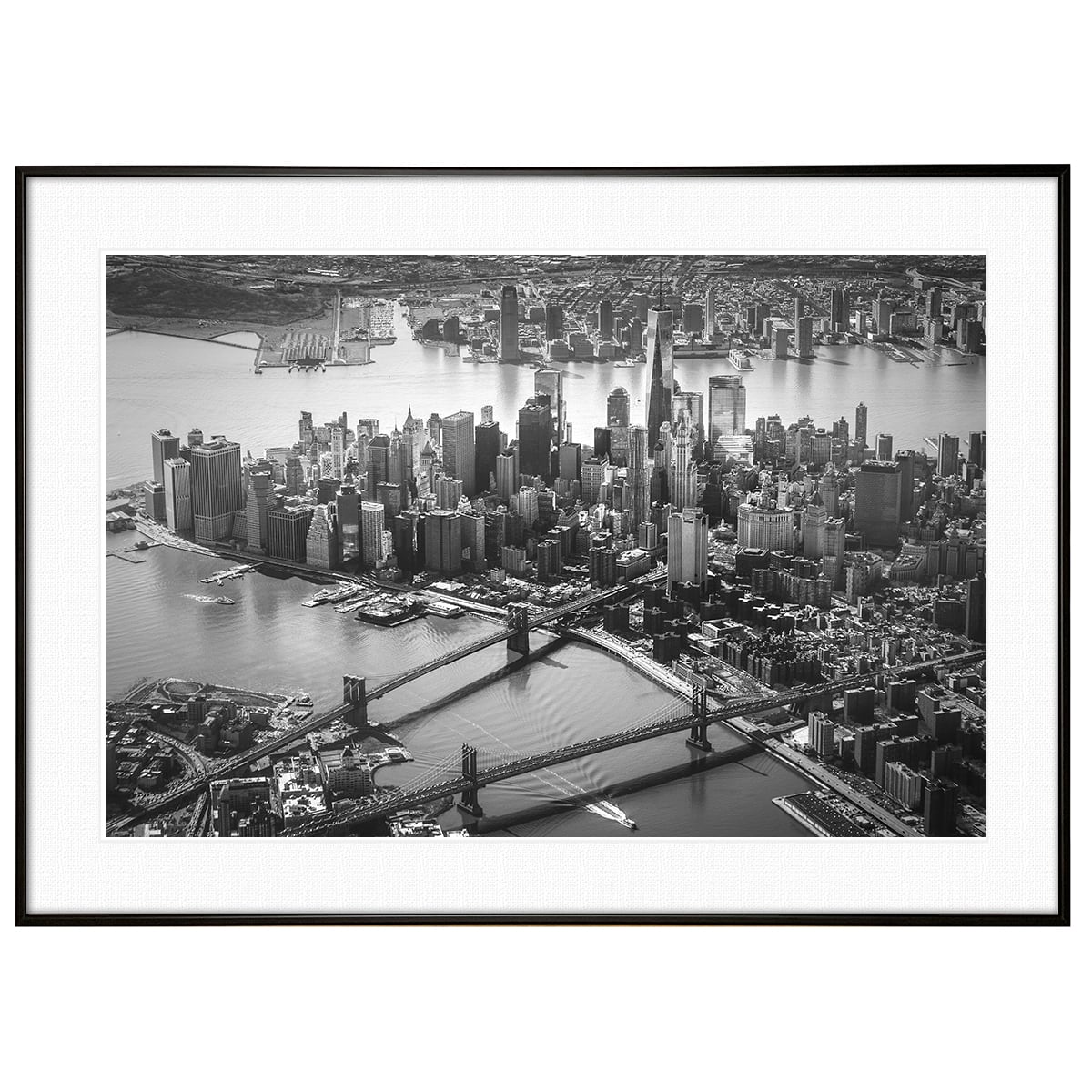 アメリカ写真 空からのニューヨーク マンハッタン インテリア モノクロアートポスター額装 AS3878
