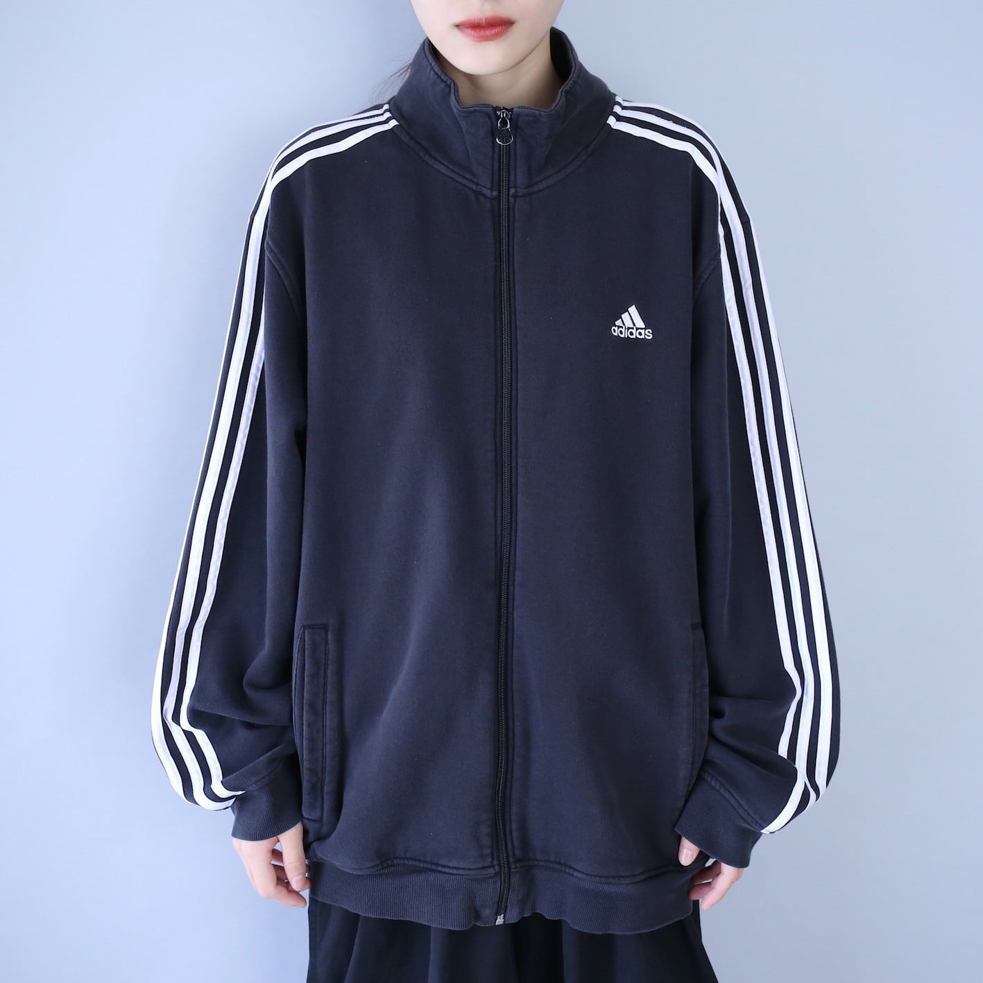 "adidas" one point logo embroidery  loose silhouette track jacket