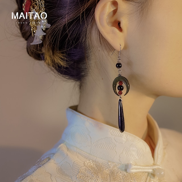 【MAITAOシリーズ】★チャイナ風耳飾り★ ペア ピアス アクセサリー レディース レトロ 気質アップ