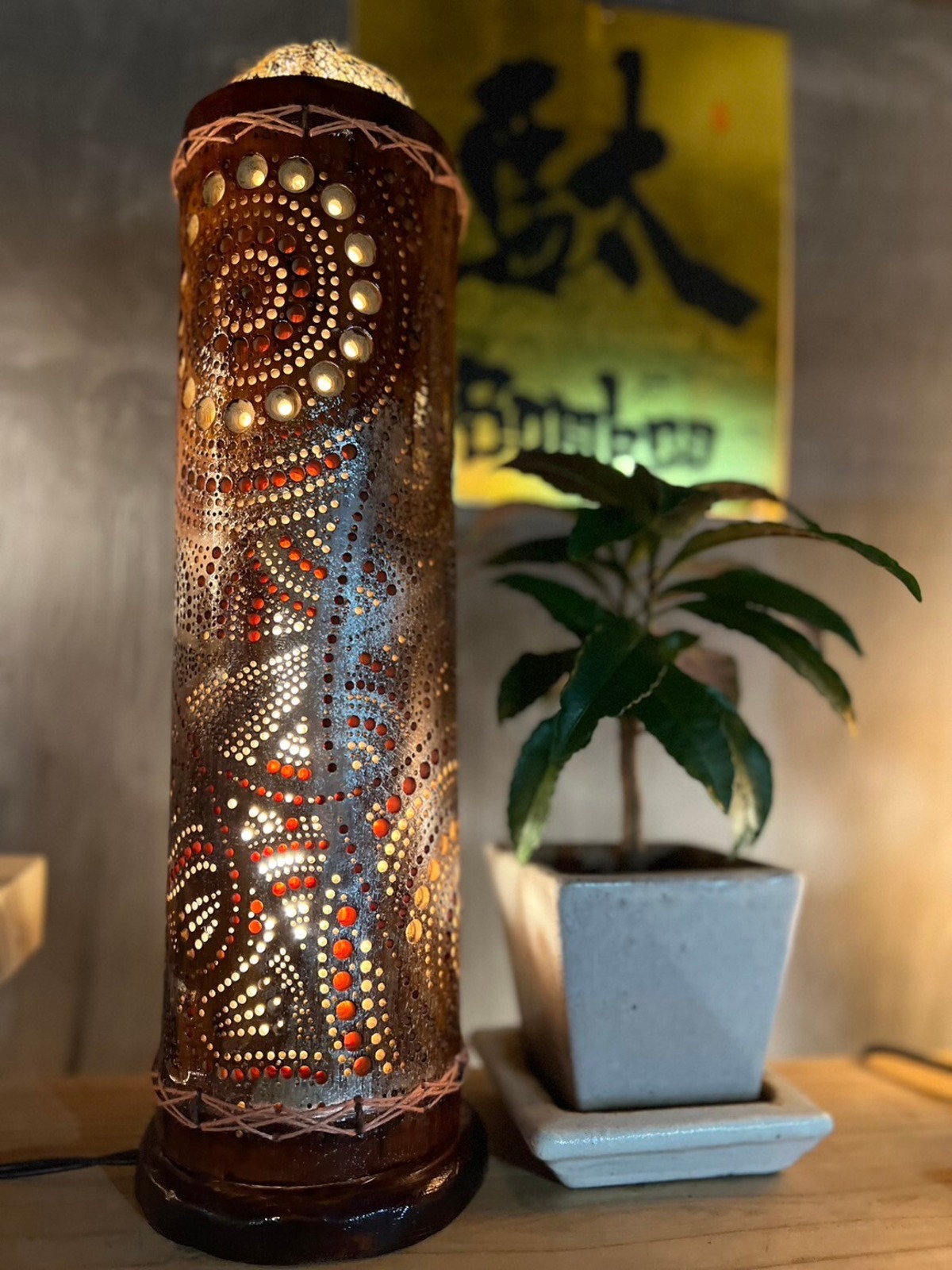 サイケデリック柄透かし彫りシェード[竹灯籠]Psychedelic Pattern Openwork Carving Shade ...