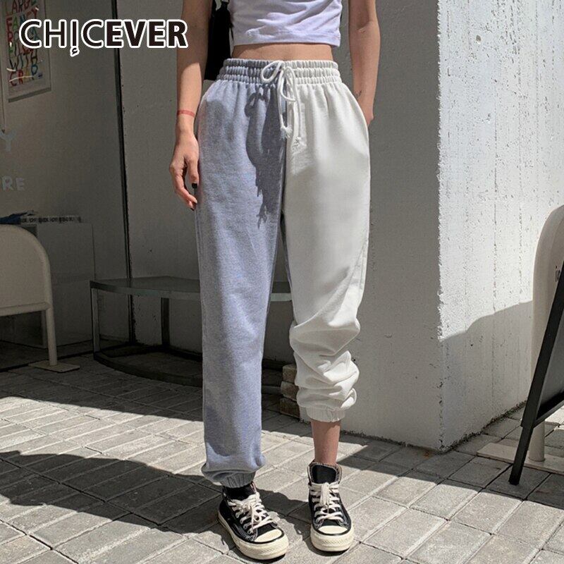 CHICEVERパッチワークヒットカラーレディースパンツウエストレースアップチュニックポケットプラスサイズハーレムパンツ2020夏服 大きめサイズ サマー 夏物 6base560921175894