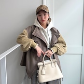 fleece lining short hoodie/ecru