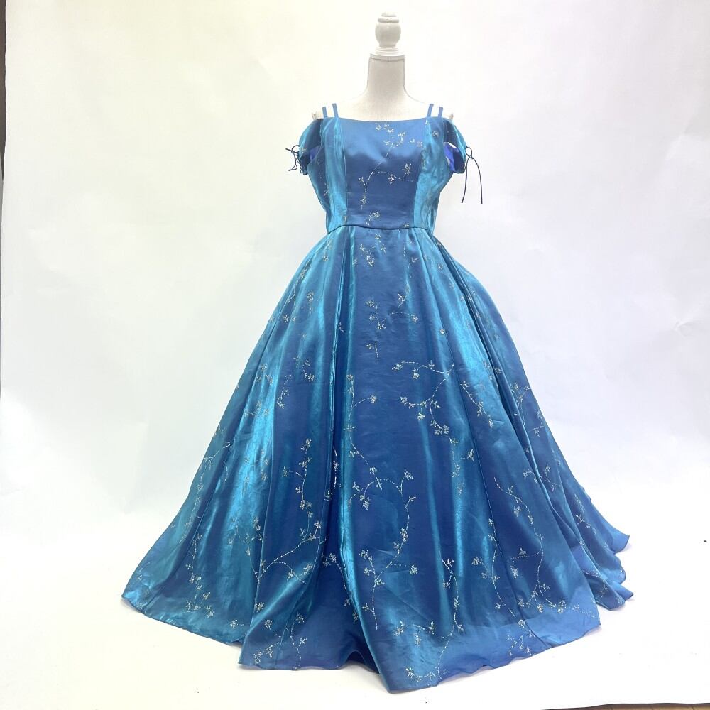 中古 カラードレス プリンセス 青 15-17号程度 フリーサイズ C-378