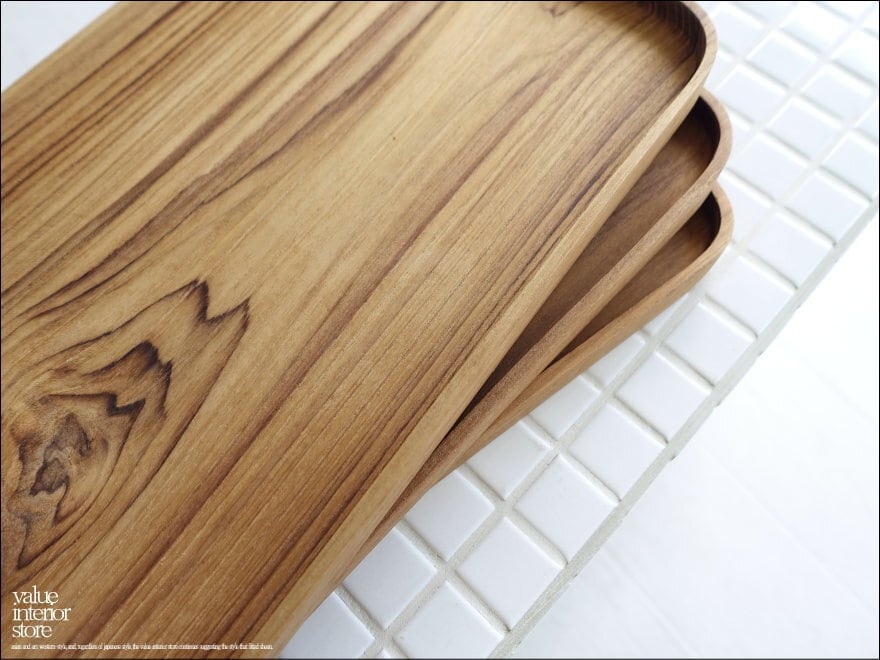 チークトレイRect35cm お盆 トレー サービングトレイ 木皿 プレート 長