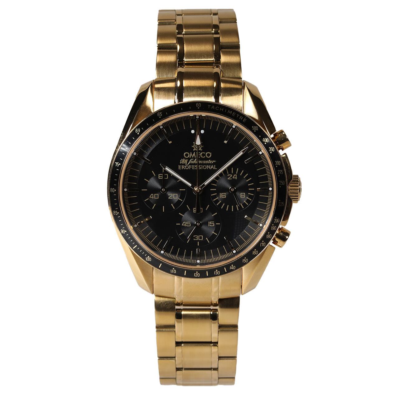 【OMECO】CHRONOGRAPH WATCH GOLD EROFESSIONAL ゴールド メンズ 男性用 日本製ムーブメント 腕時計