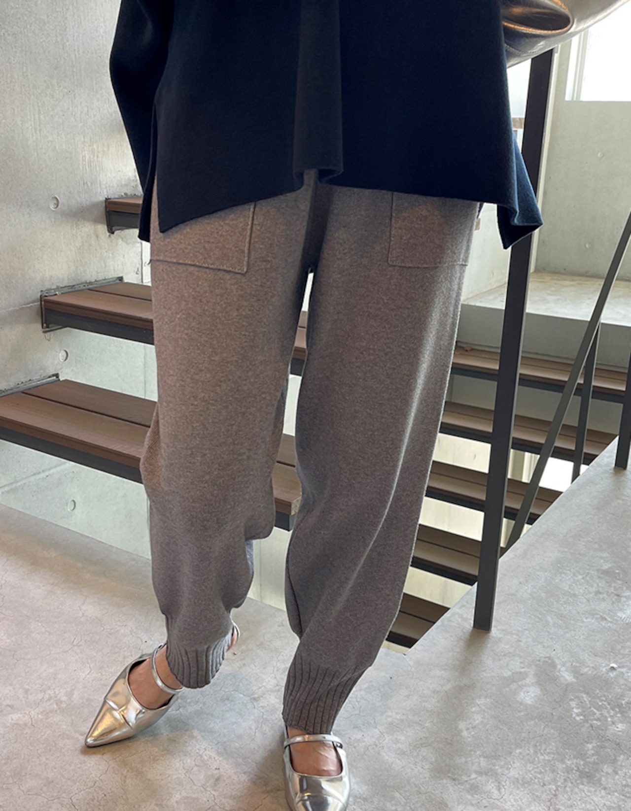 【25aw・再販】Rib-hem Knit Jogger Pants_Gray・Black