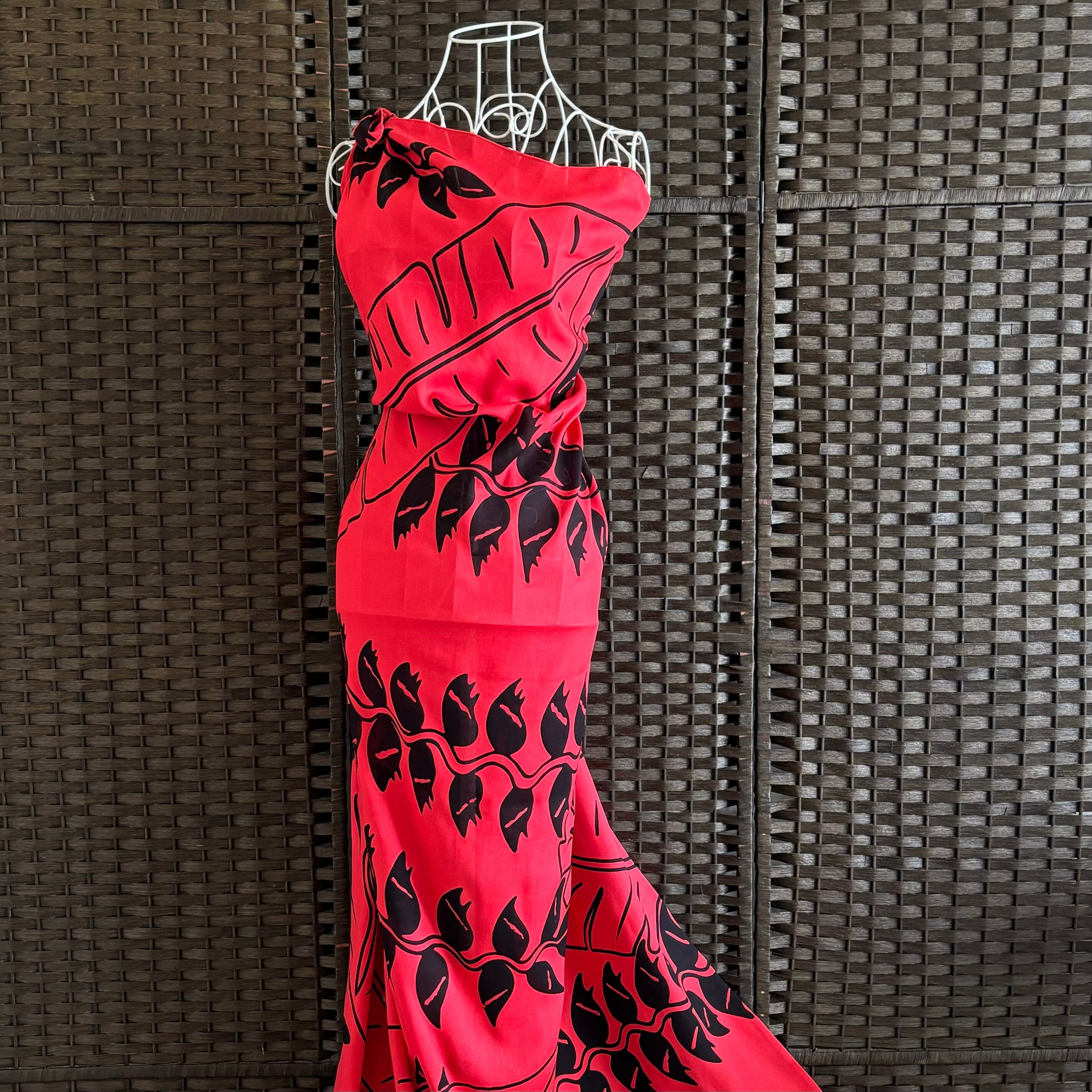 パレオ 【HANGING HELICONIA-RED-BLACK】ハワイ直輸入 パレオ 大判