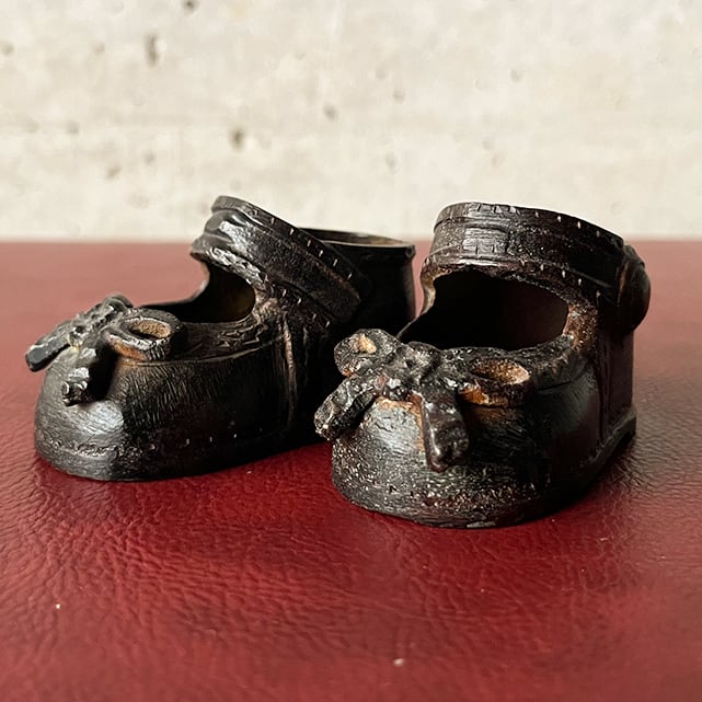 ブラック真鍮ベビーシューズ ミニチュアオブジェ