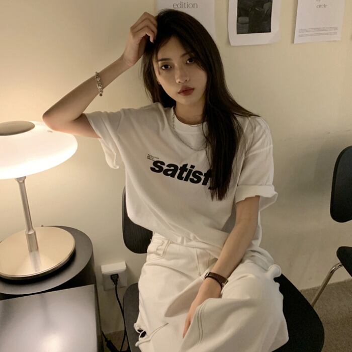 ホワイトTシャツ ルーズサマー コットン 夏物 ピュア モンロー86111477107