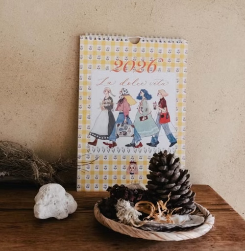 新作予約☆LA101|La dolce vita 甜蜜生活【2026 「It's so nice to have you」monthly calendar】 A4サイズ 壁掛け カレンダー