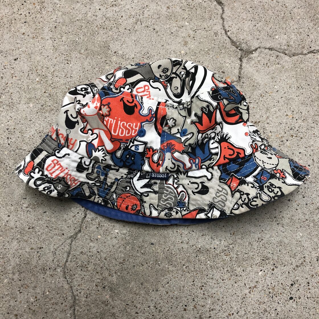 00s OLD STUSSY/Character print Bucket Hat/52～53cm相当 