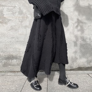 Asymmetry Knit Frill Skirt【TR3160】