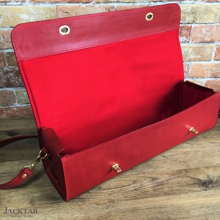 K様オーダー】フルートケースカバー／オイルレザー（レッド） | 革鞄