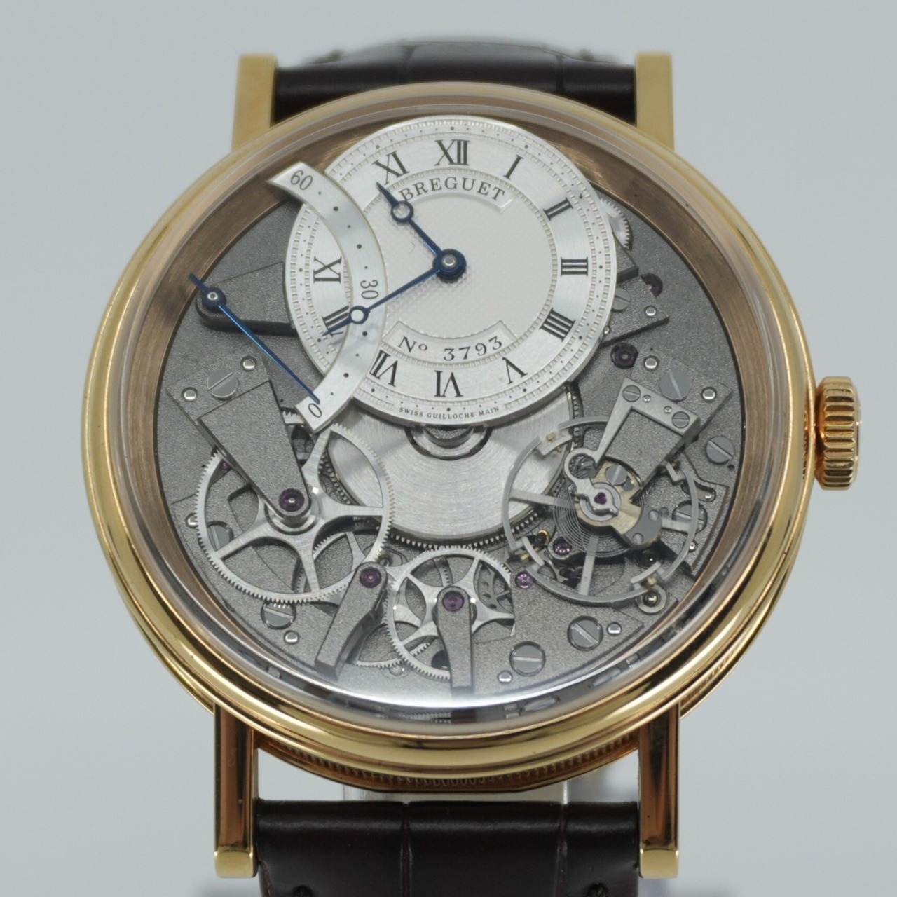 稼働品!BREGUET ブレゲ トラディション オートマティック レトログラード セコンド 7097BR/G1/9WU PG×革 AT シルバー文字盤