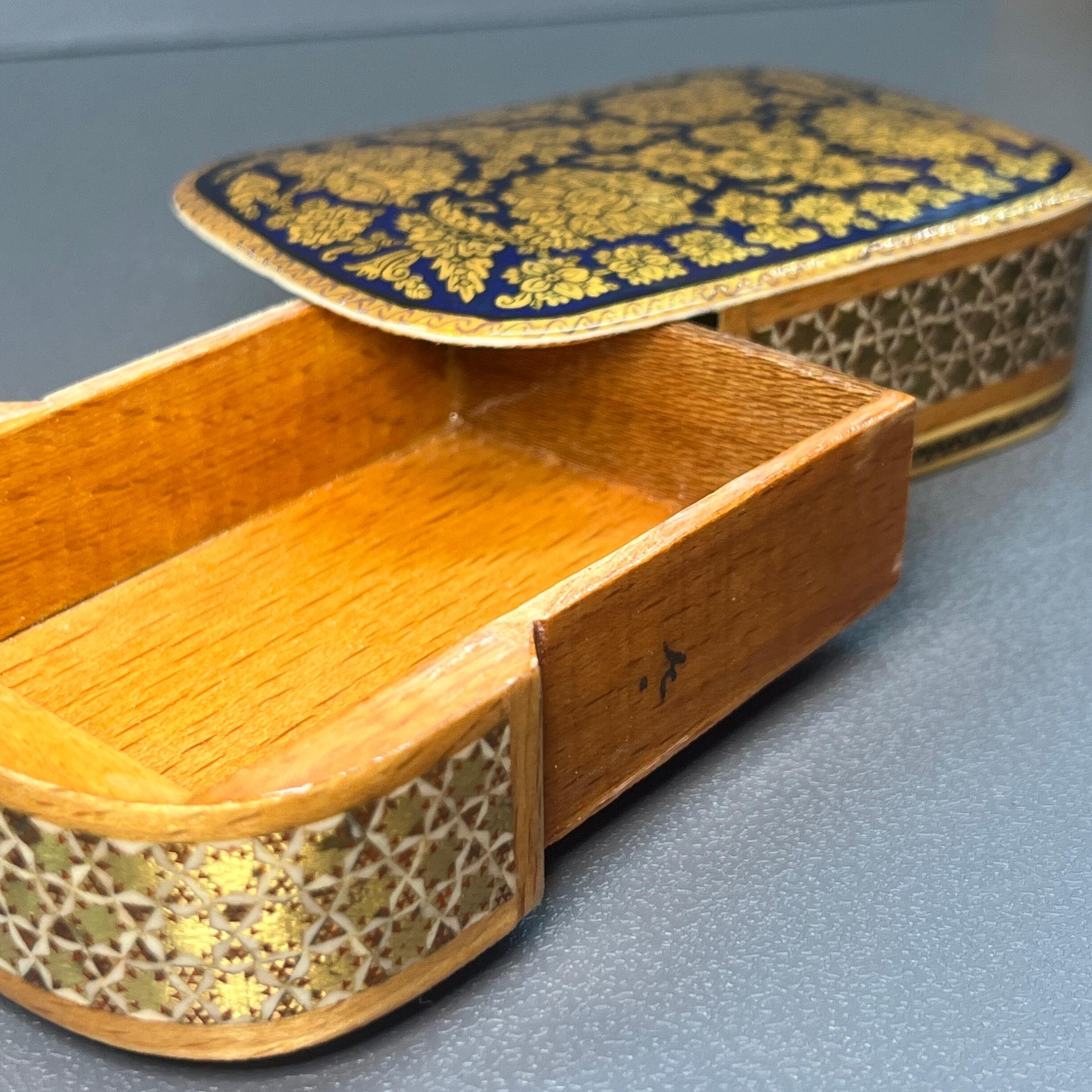 ペルシャの象嵌細工 小箱 長方形L 16cm【ハータムカーリー024】