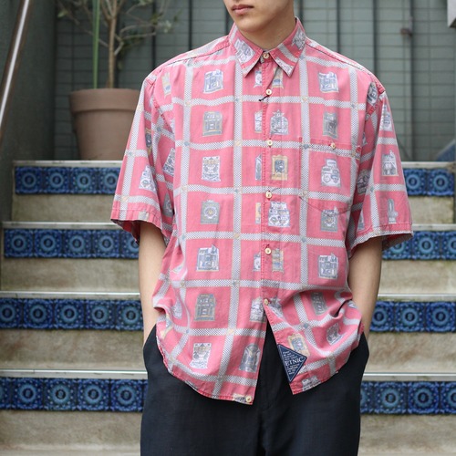 USA VINTAGE HALF SLEEVE SLOT PATTERNED SHIRT/アメリカ古着半袖スロット柄シャツ