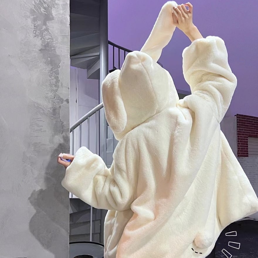 甘ロリ JK ジャケット 白うさぎ もふもふ ふかふか 厚手 かわいい