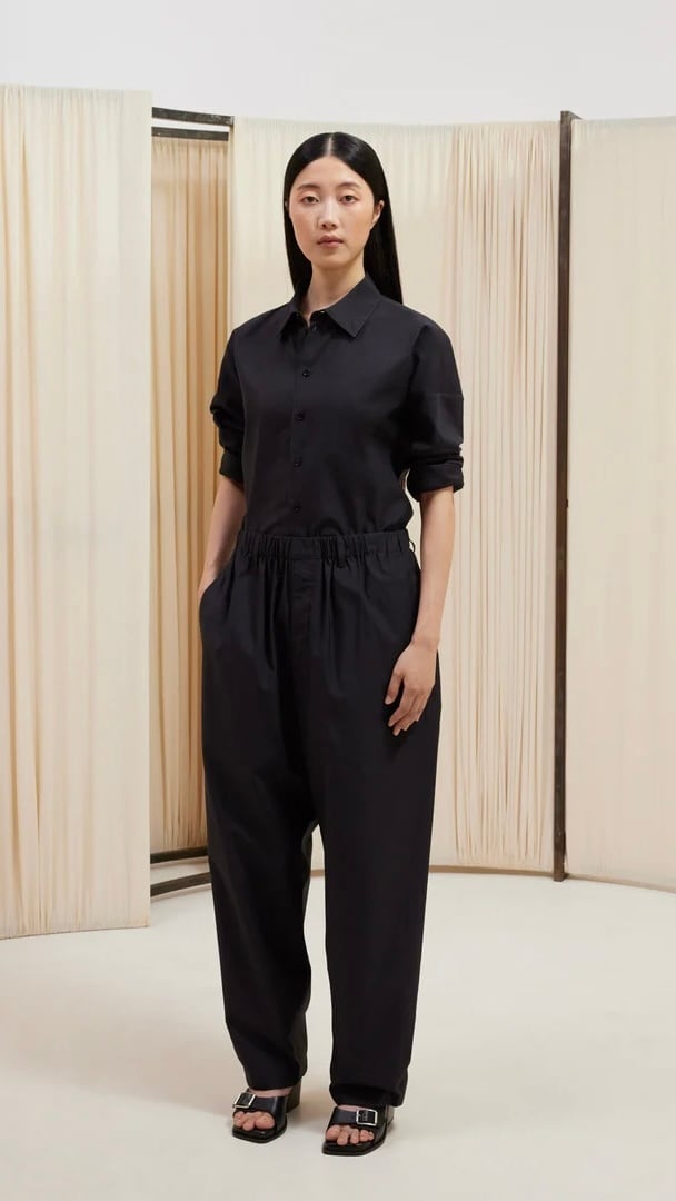 LEMAIRE -Relaxed Pants(WASHED COTTON SILK)- :BLACK LEMAIRE -Relaxed Pants(WASHED COTTON SILK)- :BLACK