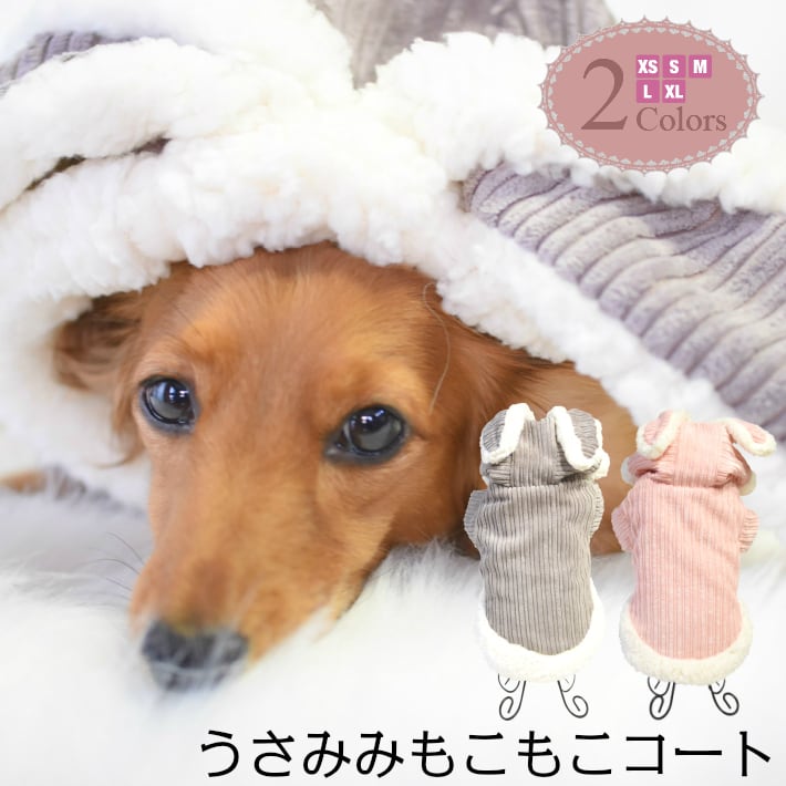 犬 服] 秋 冬 コート うさみみ もこもこ コーデュロイ アウター