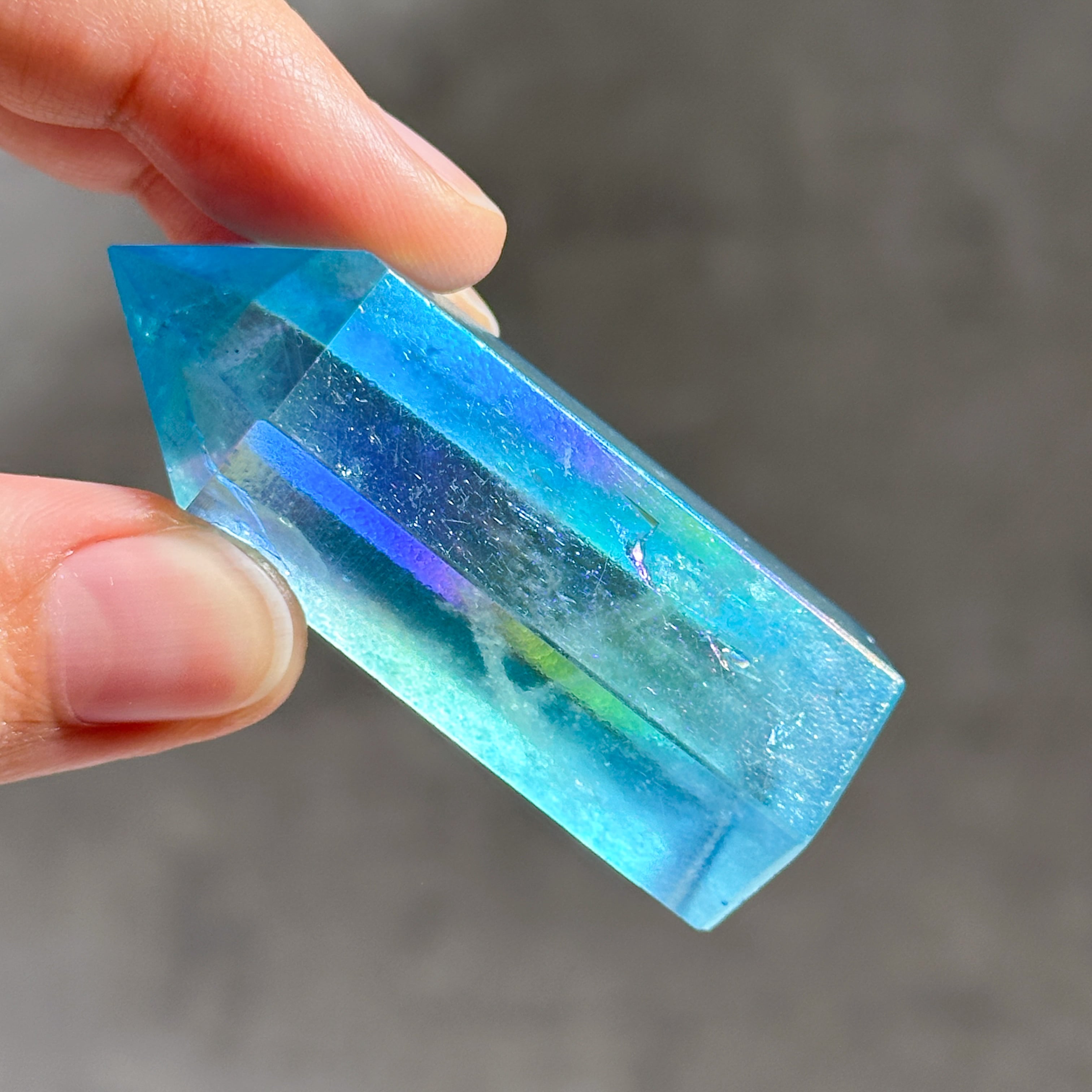 天然石 オーラクォーツ　タワー　kamoku 2つセット アクアオーラクォーツ タワー 82✧ Aqua Aura Quartz ✧天然石・鉱物