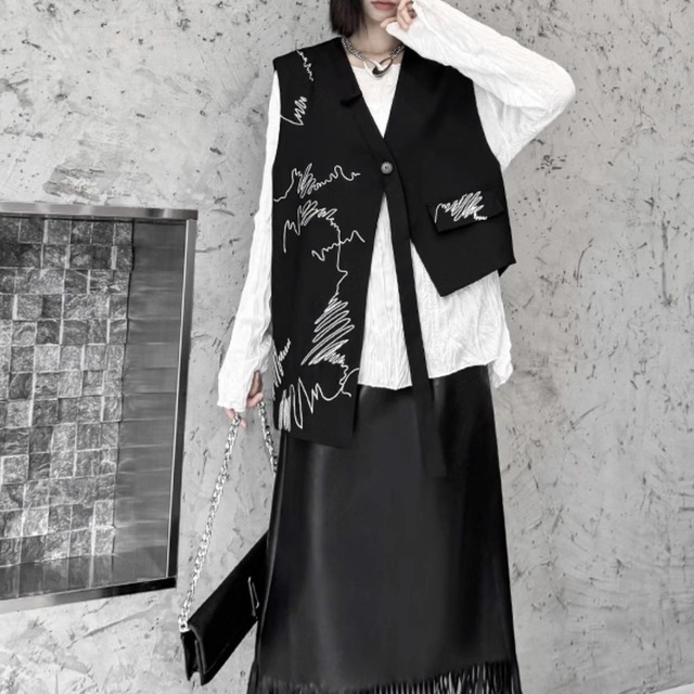 Wrap design single button gilet C0926