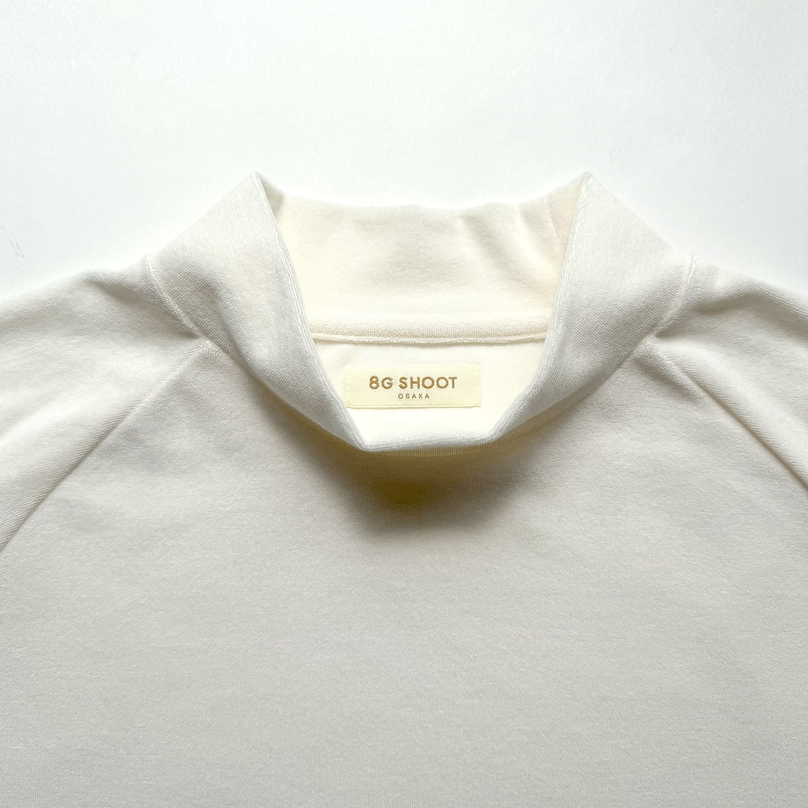 HIGH GAUGE PILE MOCK NECK SHIRT -WHITE / NAVY- | 8G SHOOT WEBSTORE