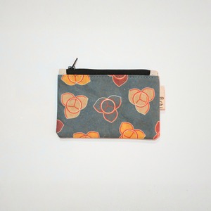 Ashi｜亜紙 Flat Pouch S＊Blue Romduol Flower 花柄 紙ポーチ  バナナ ハンドメイド
