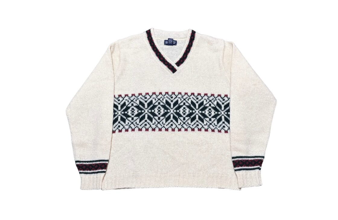 90s lands end ウール ニット Vネック アメリカ製 USA製 ランズエンド 