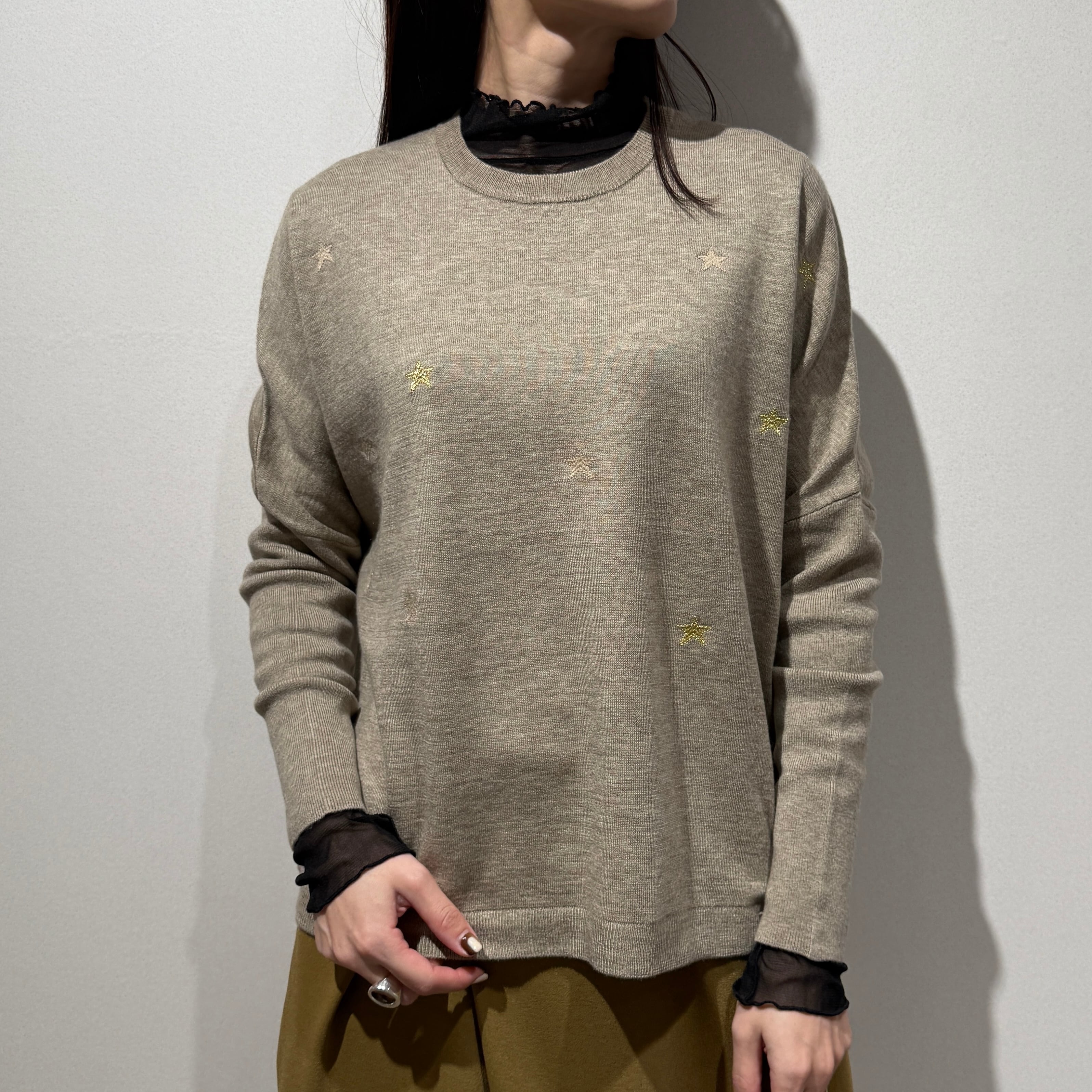 【限定店舗】ウールブレンドスターエンブロイダリートップス