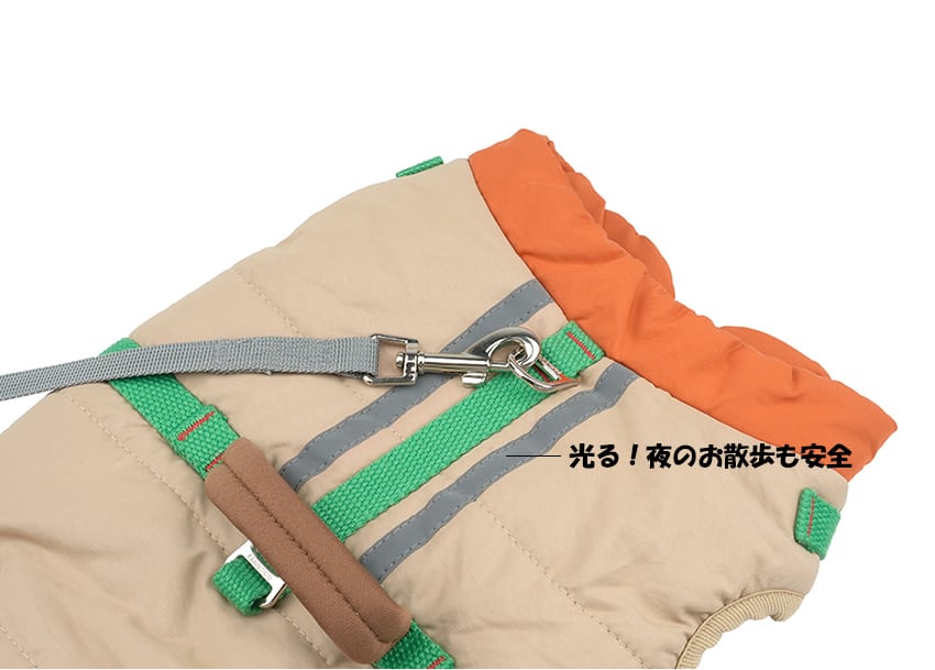 nomad harness padding S ~ 2XL 2color / 犬服 アウター 冬 ハーネス ダウン ベスト 暖かい ドッグウェア フリース 寒さ対策 お出かけ 犬の服 ハーネス一体型 防寒
