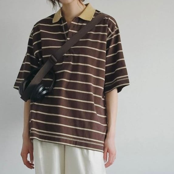 【 anuke 】Border Loose Polotops