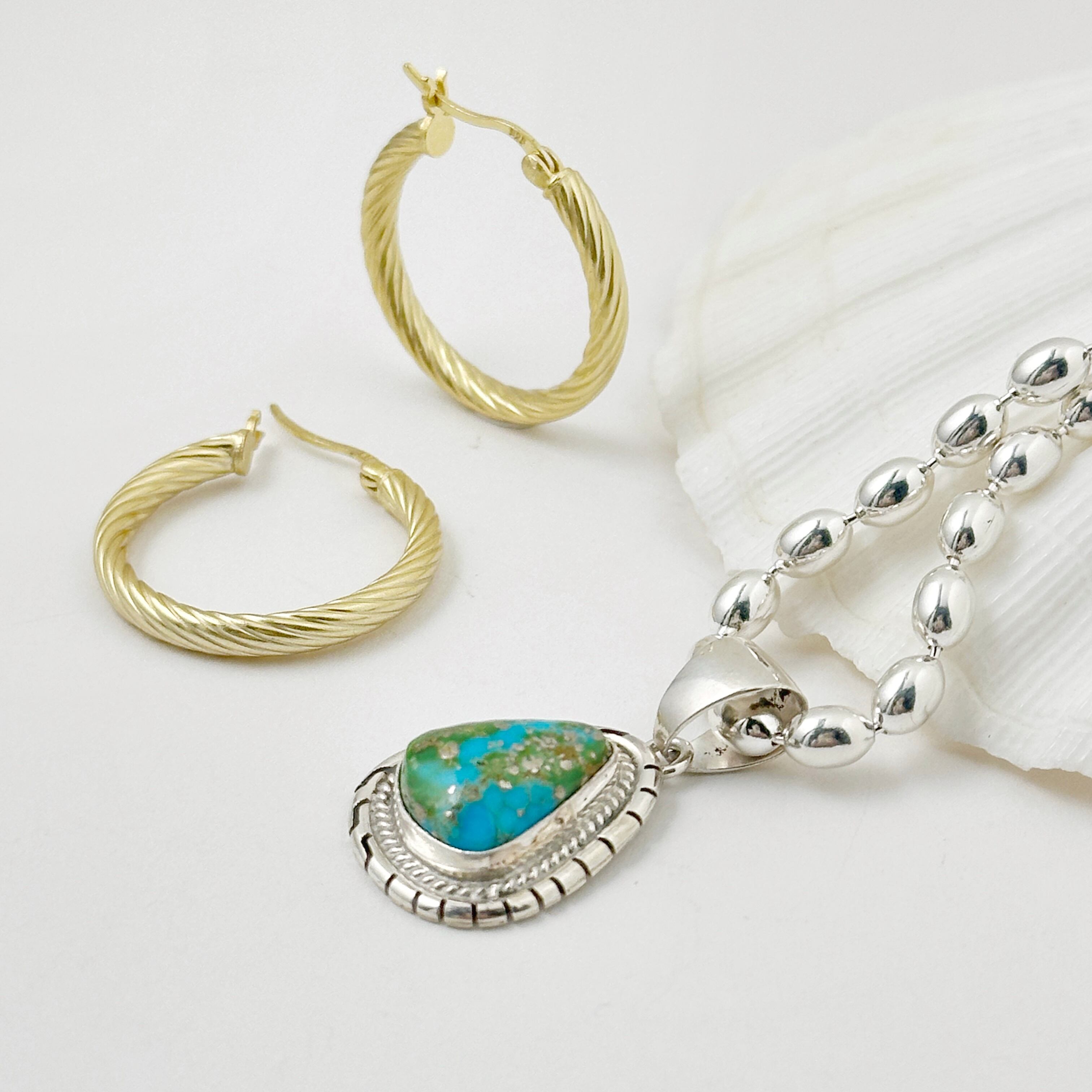 Indian Jewelry》 ソノランゴールド ターコイズ ペンダント ネックレス  